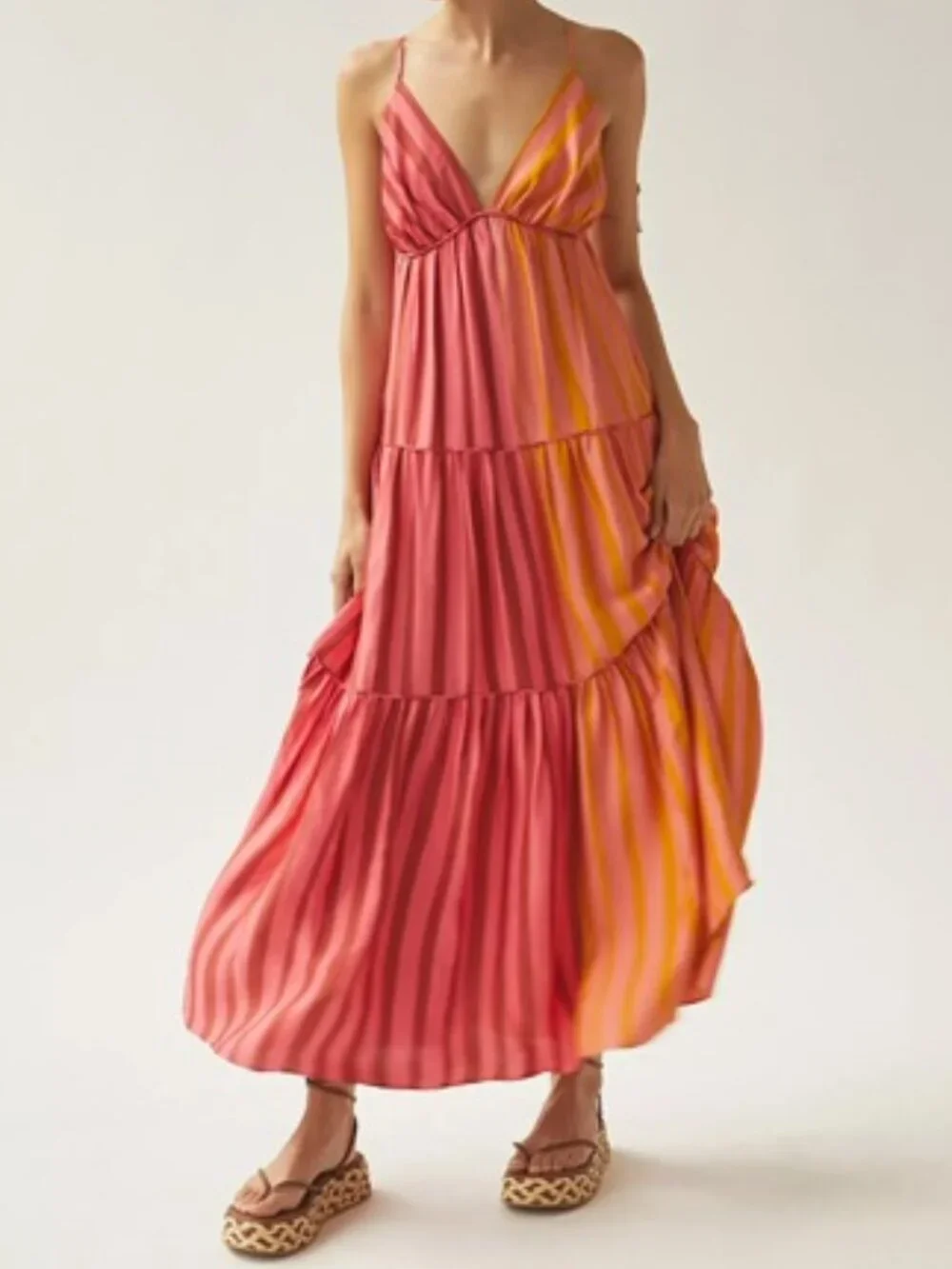 Farm Rio x Anthropologie Striped Maxi Dress Petite Small